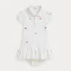 Ralph Lauren Embroidered Cotton Polo Dress & Bloomer In White