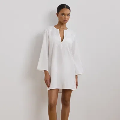 Ralph Lauren Embroidered Cotton Tunic Cover-up In White