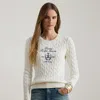 Ralph Lauren Embroidered-crest Cable-knit Sweater In Multi