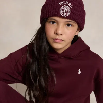 Ralph Lauren Embroidered Crest Cotton Hat In Rich Ruby In Brown