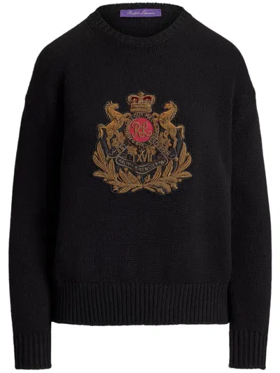 Polo Ralph Lauren Embroidered-crest Sweater In Black