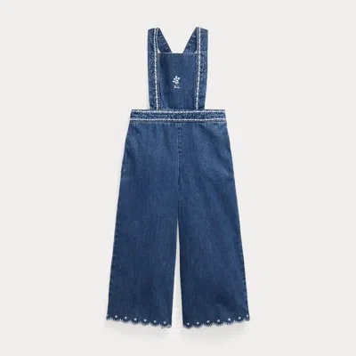 Ralph Lauren Kids' Embroidered Denim Jumpsuit In Balta Wash In Blue