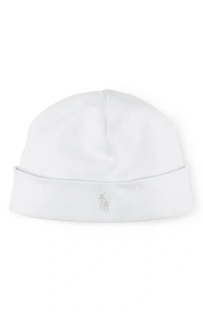 Ralph Lauren Babies'  Embroidered Logo Beanie In White