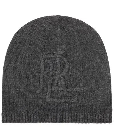Ralph Lauren Embroidered Logo Beanie In Charcoal Heather