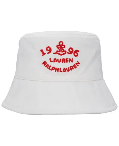 Ralph Lauren Embroidered Logo Bucket Hat In White