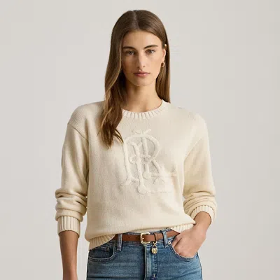 Ralph Lauren Embroidered-logo Combed Cotton Sweater In Brown