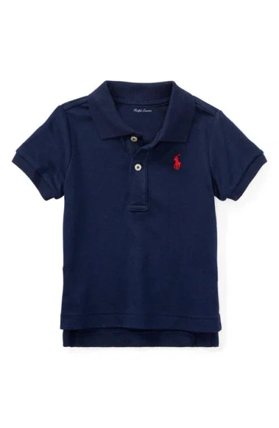 Ralph Lauren Babies'  Embroidered Logo Cotton Piqué Polo In Blue