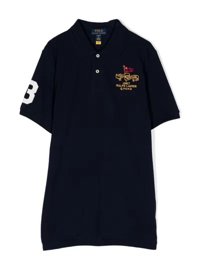 Polo Ralph Lauren Kids' Embroidered-logo Cotton Polo Dress In Blue
