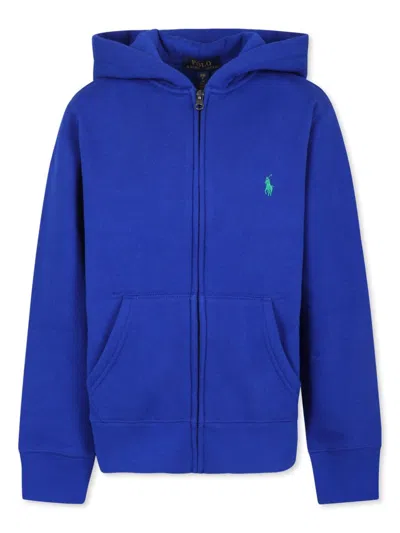 Polo Ralph Lauren Kids' Embroidered-logo Hoodie In Blue