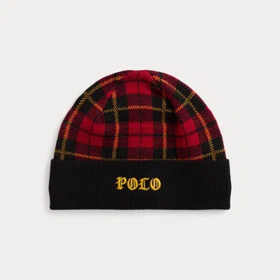 Ralph Lauren Kids' Embroidered Logo Plaid Hat In Polo Black Multi