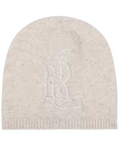 Ralph Lauren Embroidered Logo Rib-knit Hat In Oatmeal Headboard