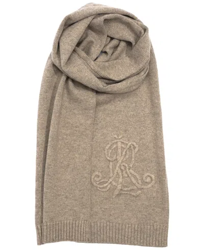 Ralph Lauren Embroidered Logo Scarf In Brown