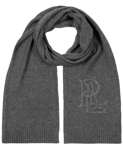Ralph Lauren Embroidered Logo Scarf In Charcoal Heather