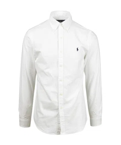 Polo Ralph Lauren Long-sleeved Button-down Shirt With Tailored Fit In White