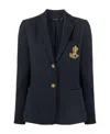 Polo Ralph Lauren Embroidered-monogram Double-knit Blazer In Black