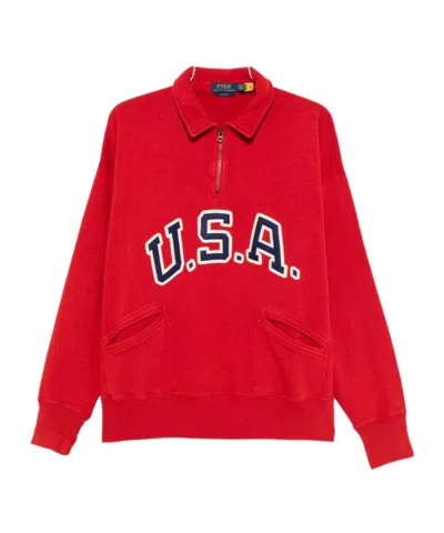 Ralph Lauren Embroidered-logo Sweatshirt In Red