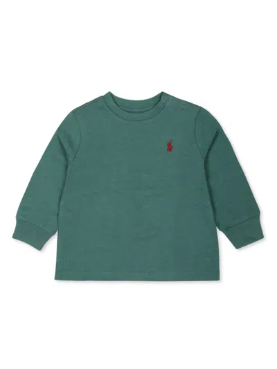 Ralph Lauren Babies' Embroidered-logo Sweatshirt In Green