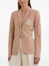 Ralph Lauren Embroidered-patch Button-detail Blazer In Pink