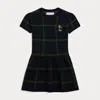 Ralph Lauren Embroidered Plaid Merino Wool Dress In Multi