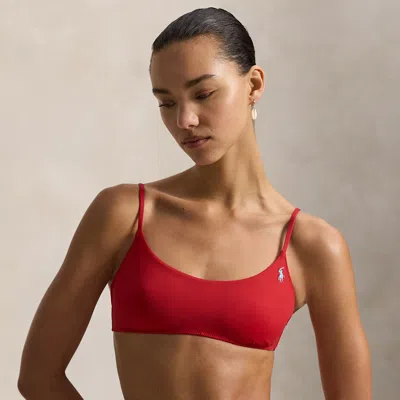 Polo Ralph Lauren Embroidered Pony Bikini Top In Cruise Red