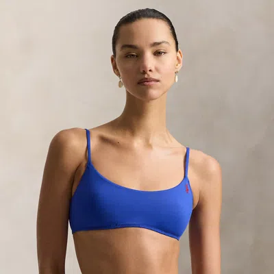 Polo Ralph Lauren Embroidered Pony Bikini Top In Ultramarine In Blue