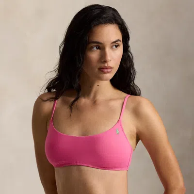 Polo Ralph Lauren Embroidered Pony Bikini Top In Desert Pink
