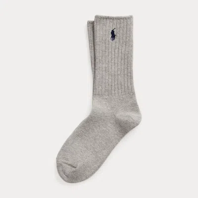 Polo Ralph Lauren Embroidered Pony Crew Socks In Grey In Gray