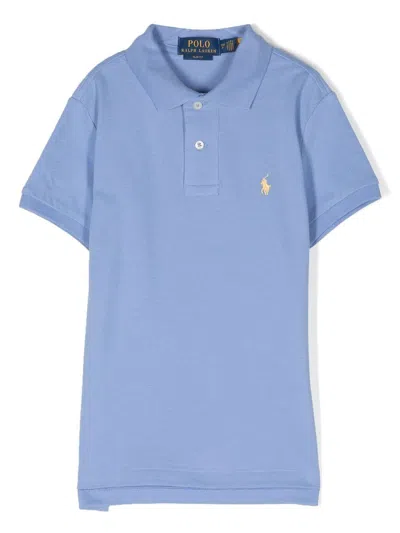 Polo Ralph Lauren Kids' Embroidered-pony Detail Polo Shirt In Blue