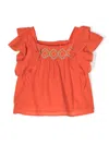 Polo Ralph Lauren Embroidered Ruffled Blouse In Orange