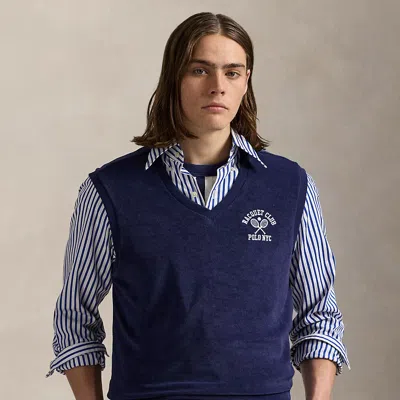 Ralph Lauren Embroidered Terry Vest In Blue
