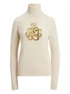 Ralph Lauren Embroidered-logo Wool-blend Turtleneck In Neutral