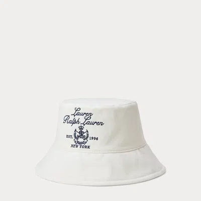 Ralph Lauren Embroidered-crest Cotton Bucket Hat In Bright White