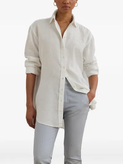Ralph Lauren Embroidered-logo Button-up Shirt In White