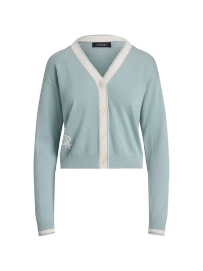 Ralph Lauren Embroidered-logo Cardigan In Blue