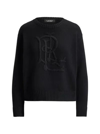 Ralph Lauren Embroidered-logo Cotton Sweater In Black