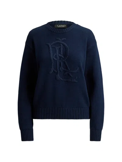 Ralph Lauren Embroidered-logo Cotton Sweater In Blue
