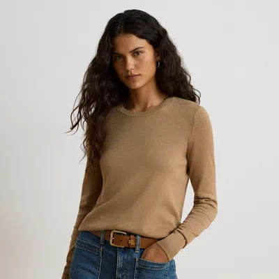 Ralph Lauren Embroidered-logo Cotton-modal Sweater In Lauren Camel
