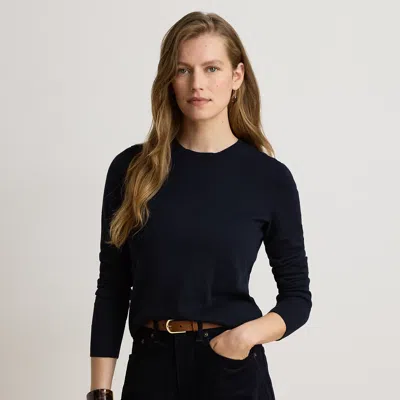 Ralph Lauren Embroidered-logo Cotton-modal Sweater In Lauren Navy