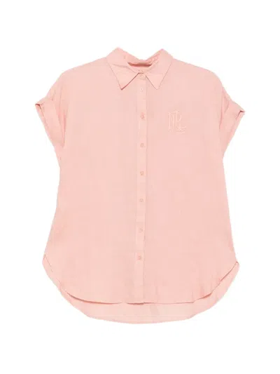 Ralph Lauren Embroidered-logo Short-sleeve Shirt In Pink