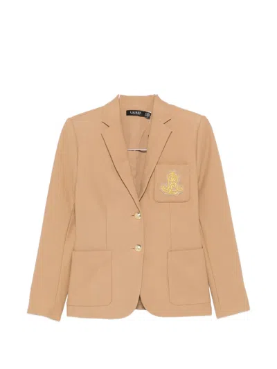 Ralph Lauren Embroidery-detail Chest-pocket Blazer In Neutral
