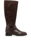 Ralph Lauren Emelie Buckled Knee-high Boots In Brown