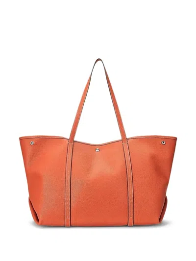 Ralph Lauren Emerie Leather-trimmed Shoulder Bag In Orange