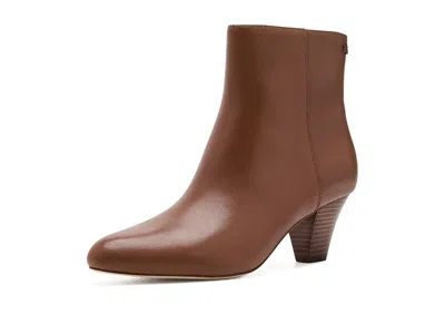 Ralph Lauren Emersyn Calfskin Bootie Heels Women's Boots Lauren Tan: 5.5 B - Medium, Leather In Brown