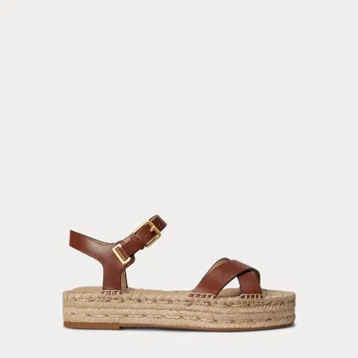 Ralph Lauren Emeryn Leather Espadrille In Lauren Tan In Brown