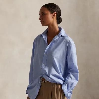 Polo Ralph Lauren End-on-end Oversize Fit Cotton Shirt In Classic Medium Blue