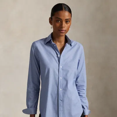 Polo Ralph Lauren End-on-end Stretch Slim Fit Cotton Shirt In Dark Royal In Purple