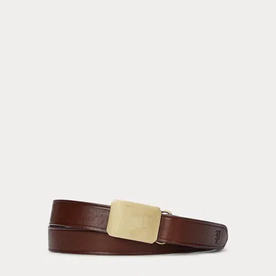 Polo Ralph Lauren Engine-turned Leather Belt In Brown