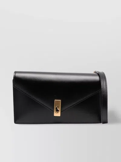Ralph Lauren Envelope Shape Leather Cross-body Bag In Black