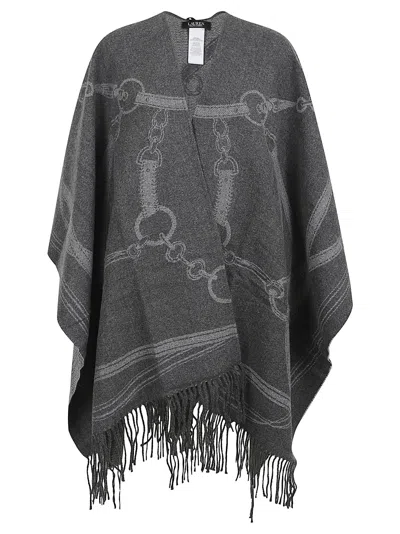 Ralph Lauren Fringed-detail Cape In Gray