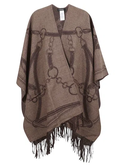 Ralph Lauren Chain-pattern Cape In Brown